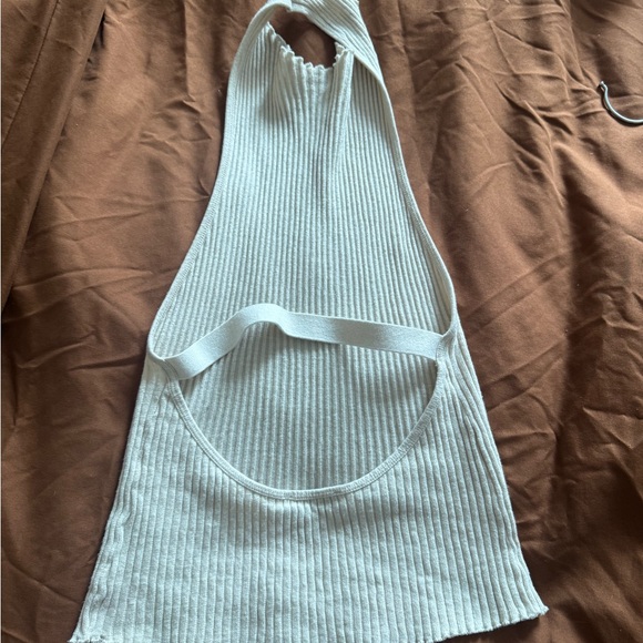 Zara Cream Ribbed Halter Top - Picture 5 of 5